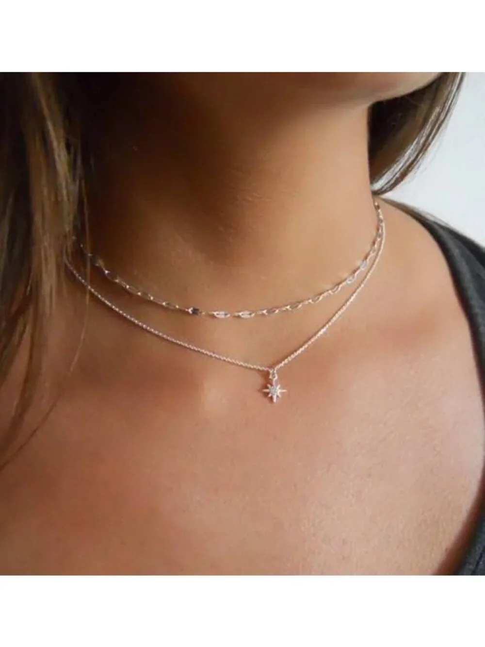 Dainty Silver North Star Necklace with CZ Pendant for Women - Elegant Jewelry